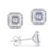 White Topaz Square Stud Earrings