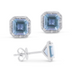 Blue Topaz Square Stud Earrings