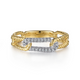White and Yellow Gold Hampton Link Ring with Diamond Station