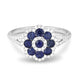 Blue Sapphire & Diamond Floral Ring