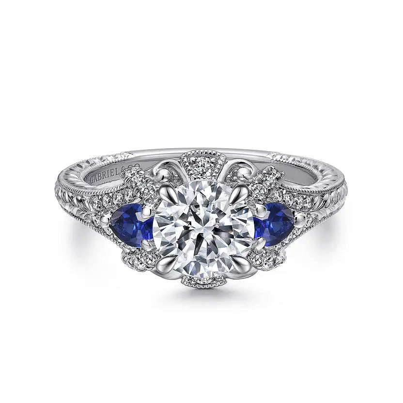 Chrystie White Gold Round Sapphire and Diamond Engagement Ring