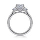 Devon White Gold Oval Three Stone Lotus Diamond Engagement Ring Setting