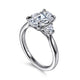 Devon White Gold Oval Three Stone Lotus Diamond Engagement Ring Setting