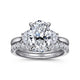 Devon White Gold Oval Three Stone Lotus Diamond Engagement Ring Setting