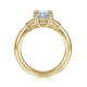 Lyon Yellow Gold Radiant Cut Three Stone Diamond Engagement Ring Setting