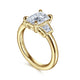 Lyon Yellow Gold Radiant Cut Three Stone Diamond Engagement Ring Setting