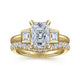 Lyon Yellow Gold Radiant Cut Three Stone Diamond Engagement Ring Setting