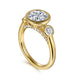Henley Yellow Gold Round Three Stone Bezel Set Diamond Engagement Ring Setting