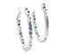 White Gold Mixed Blue Sapphire Flush Oval Hoop Earrings