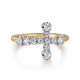 Yellow Gold Horizontal Diamond Cross Ring