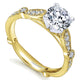 Yellow Gold Vintage Milgrain Detail Round Engagement Ring Setting