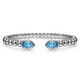 Sterling Silver Bujukan and Pear Shape Blue Topaz Split Bangle Bracelet