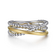 Sterling Silver and Yellow Gold Criss-Cross Ring