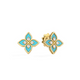 Yellow Gold Venetian Princess Diamond and Cyan Enamel Flower Studs