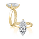 Classic Solitaire Marquise Ring with Hidden Halo