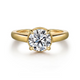 Geo Yellow Gold Round Diamond Engagement Ring Setting