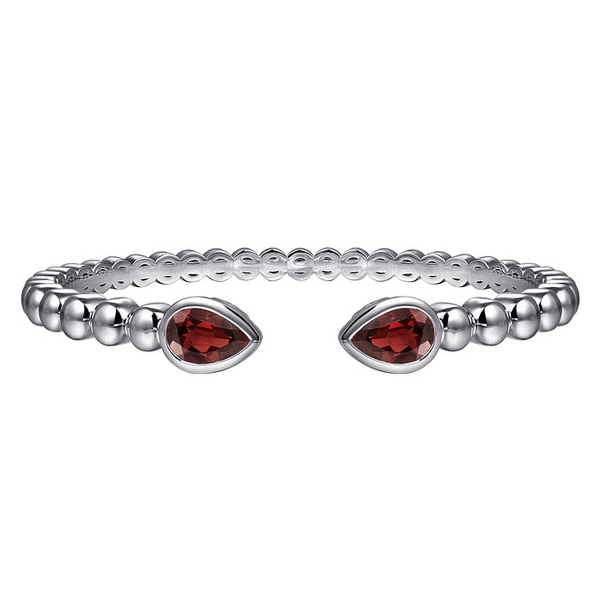 Sterling Silver Bujukan and Pear Shape Garnet Split Bangle