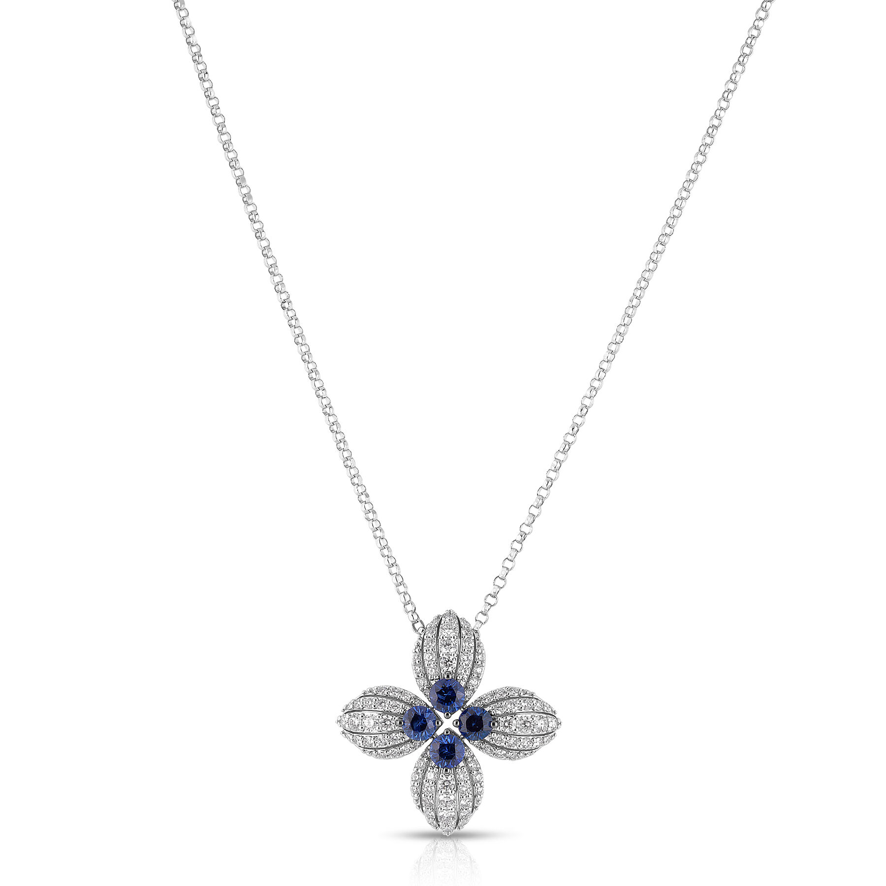 Love In Verona Diamond & Blue Sapphire Flower Necklace