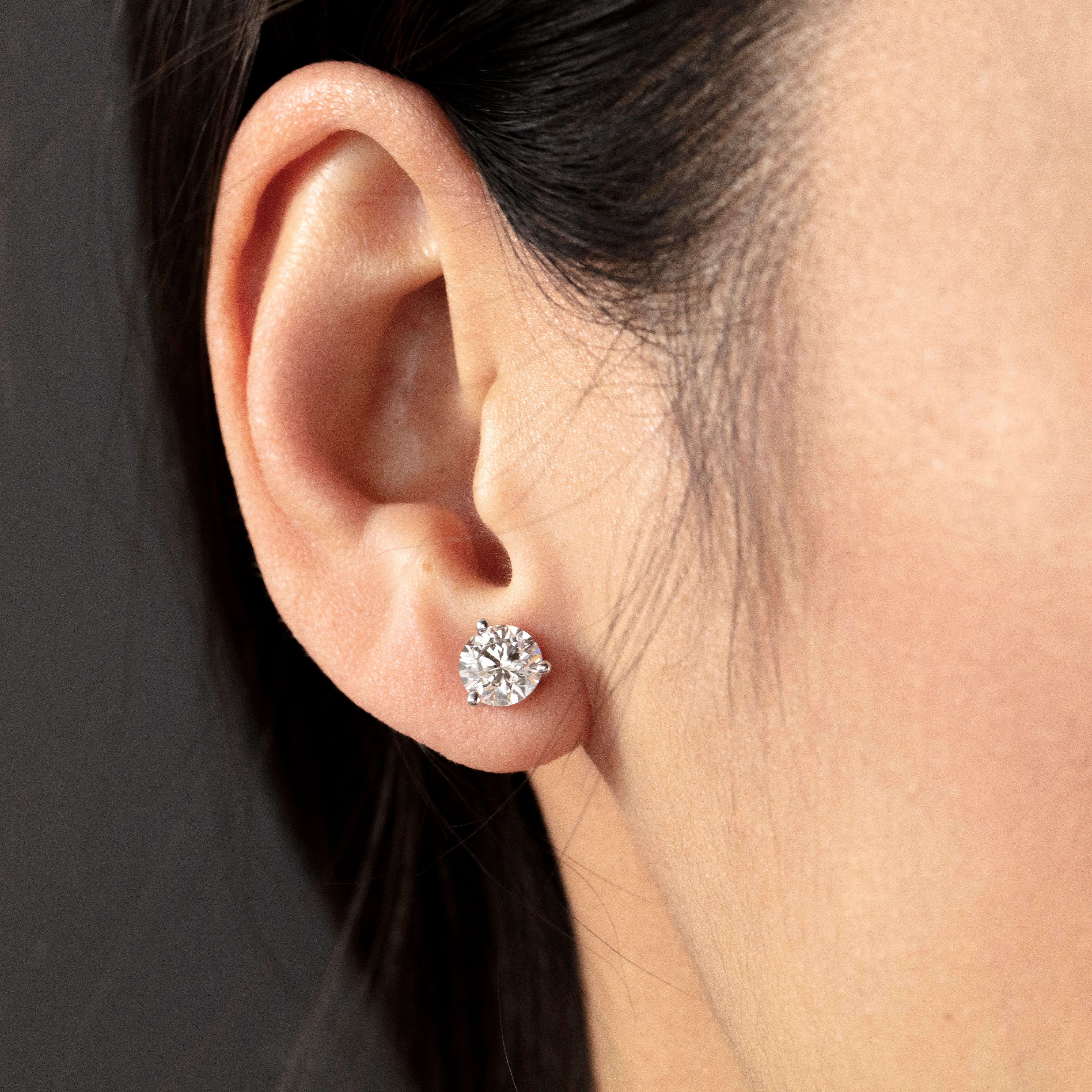 Hearts On Fire Diamond Stud Earrings, detail view