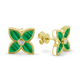 Malachite and Diamond Flower Stud Earrings