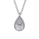 Sterling Silver Bujukan White Sapphire and White Mother of Pearl Teardrop Pendant Necklace