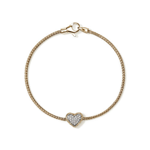 Yellow Gold Diamond Pave Heart Bracelet