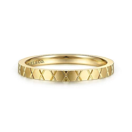 Yellow Gold X Pattern Stackable Ring