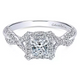 White Gold Princess Halo Twisted Diamond Engagement Ring