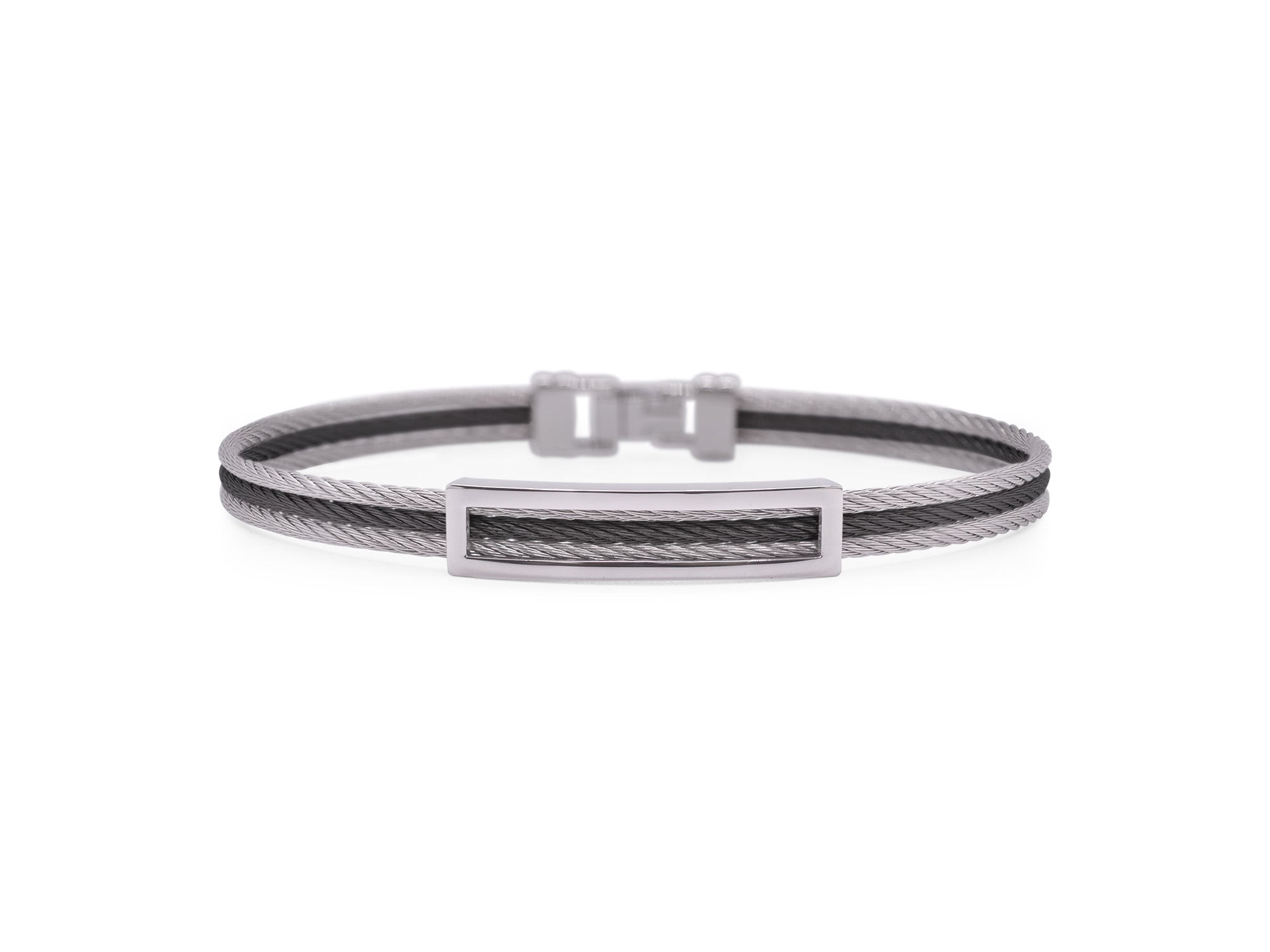 Men’s Grey & Black Cable Open ID Bracelet