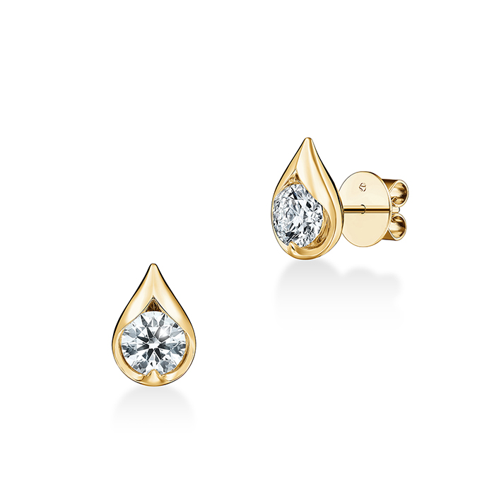 Yellow Gold LU Droplet Diamond Stud Earrings