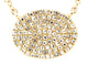 Yellow Gold Pave Diamond Oval Pendant Necklace