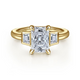Lyon Yellow Gold Radiant Cut Three Stone Diamond Engagement Ring Setting