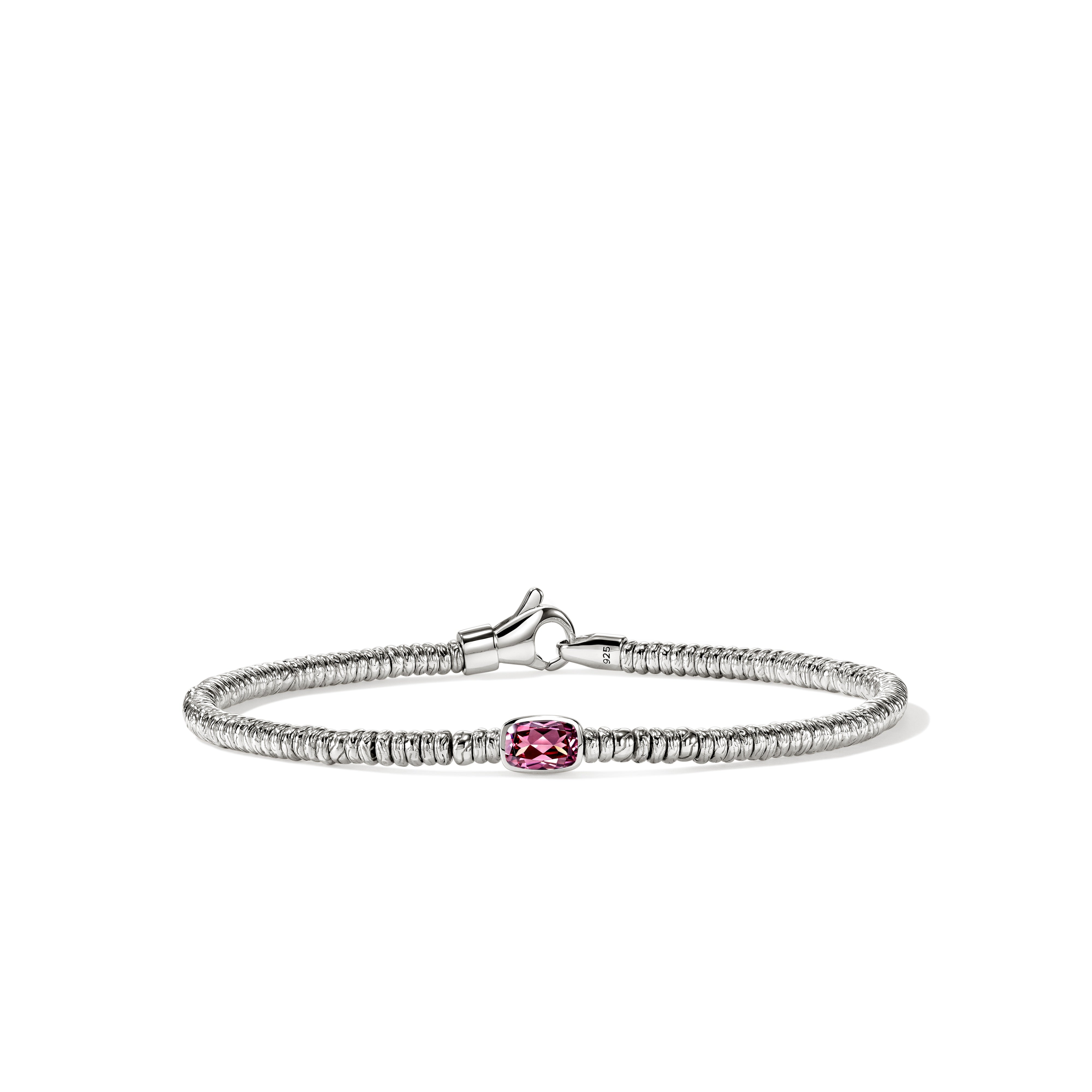 Sterling Silver Rondel Bracelet with Rhodolite, 2.5mm