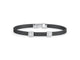 Black Stainless Steel Cable Bracelet with Double White Gold Diamond Stations