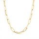 Alternating Polished and Fluted Yellow Gold 17" Paperclip Chain Necklace