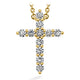 Yellow Gold Signature Diamond Cross Pendant Necklace