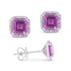 Created Pink Sapphire Square Stud Earrings