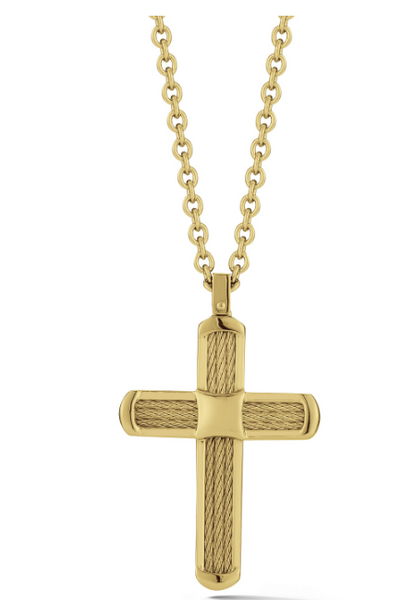 X Cable Cross Sterling Silver & 18K Yellow Gold high quality Pendant Necklace 22，new