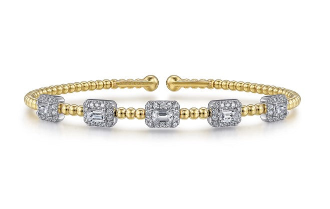 Bujukan Cuff Bracelet with Baguette Diamond Stations