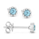 Blue Topaz Halo Stud Earrings