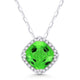 Cushion Shaped Created Emerald & Diamond Necklace