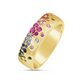 Yellow Gold Rainbow Sapphire Confetti 5.7mm Cigar Band