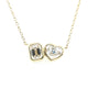 Yellow Gold Emerald and Heart Shaped Diamond Necklace