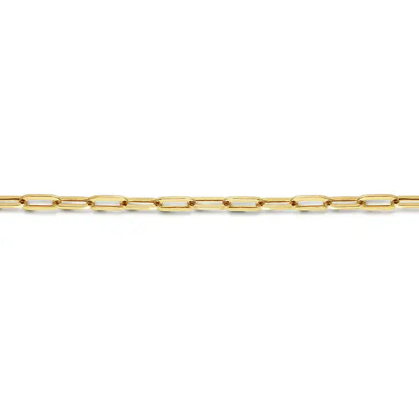 Yellow Gold 7 Inch Hollow Paperclip Chain Bracelet