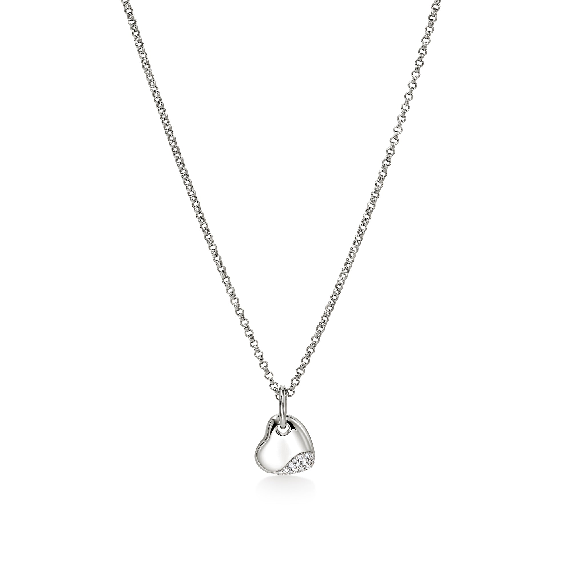 Diamond Heart Pebble Necklace
