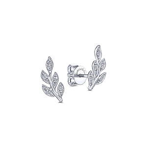 Diamond Leaf Stud Earrings