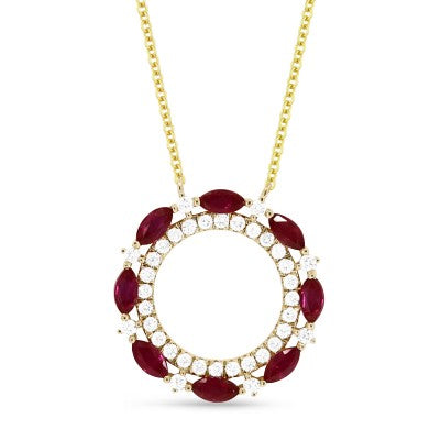 Ruby & Diamond Circle Necklace