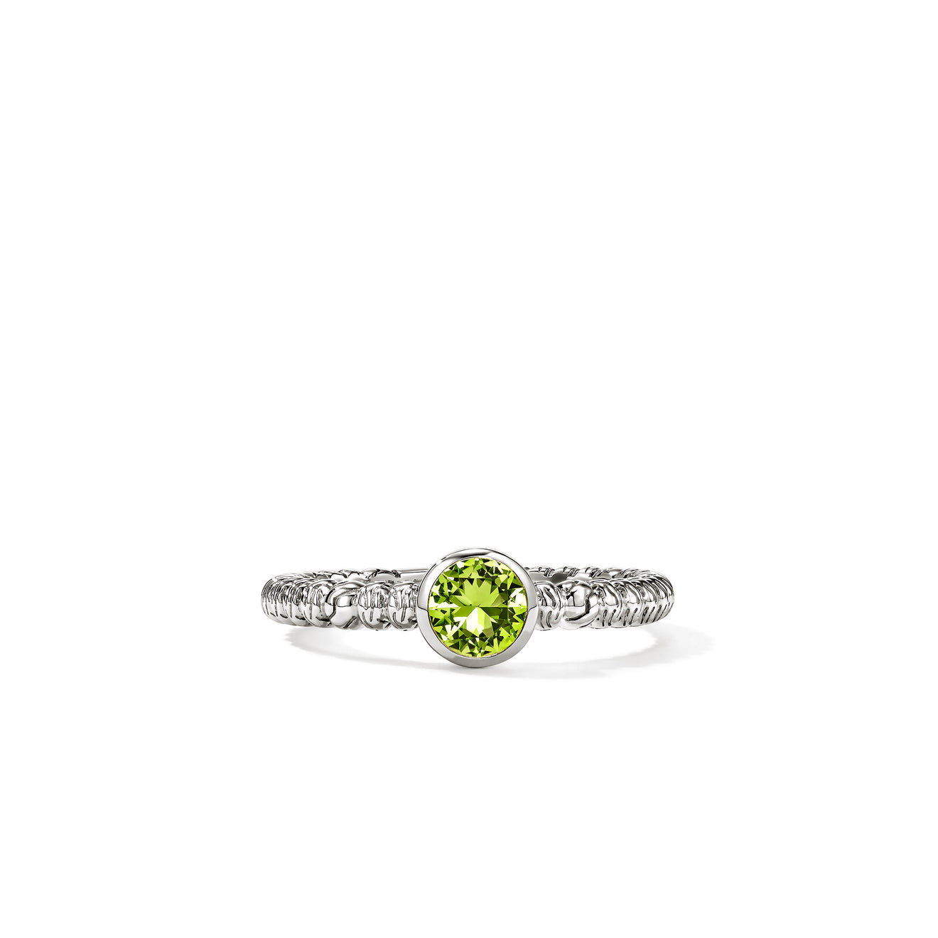 Sterling Silver Heishi Ring with Peridot