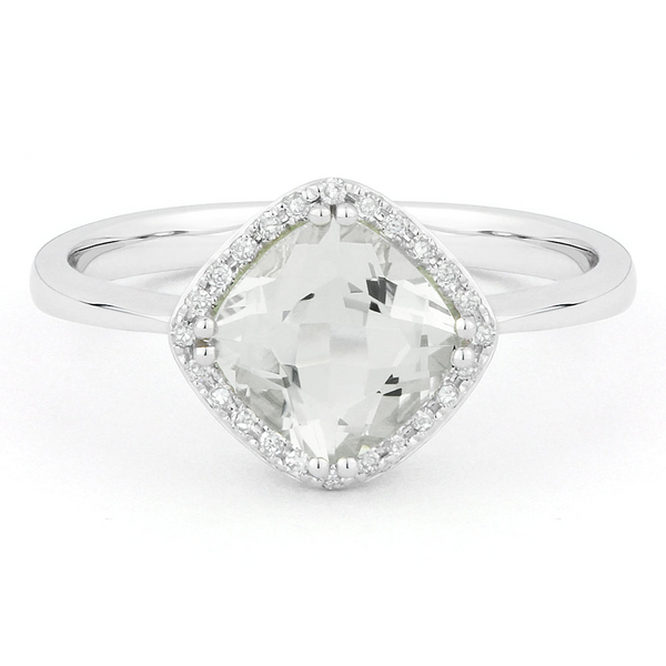 Cushion Shaped White Topaz and Diamond Ring – Murphy Jewelers