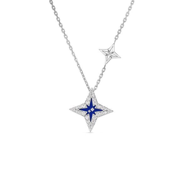 Stardust Small Pave Diamond & Blue Ceramic Star Necklace